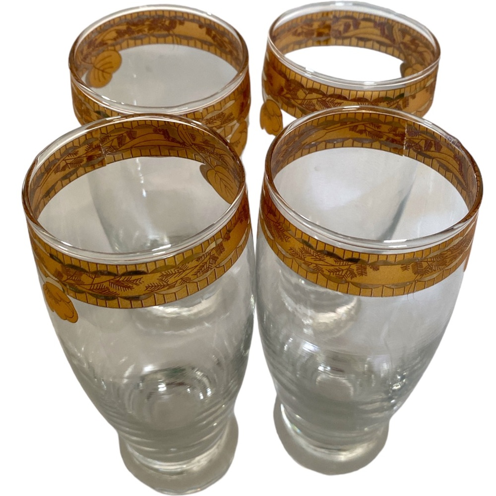 Vintage Gold Rimmed Floral Design Glasses